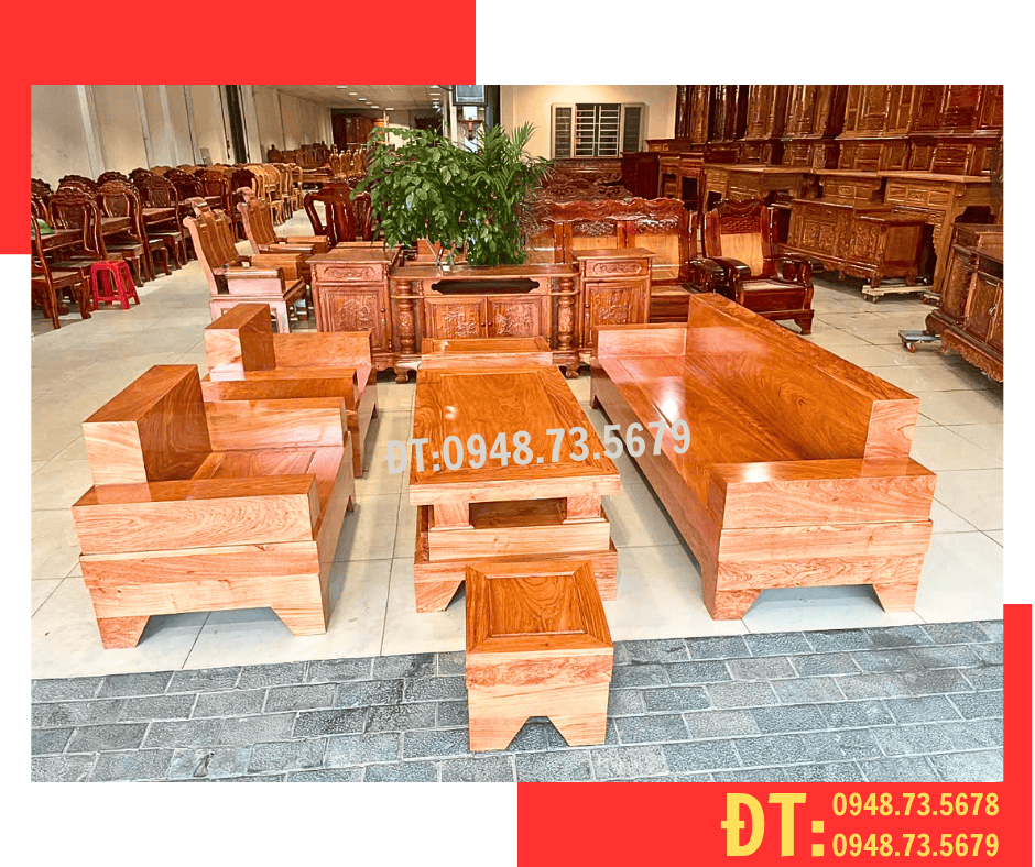 BỘ SOFA ĐỐI PHÒNG KHÁCH GỖ HƯƠNG ĐÁ - SFH4