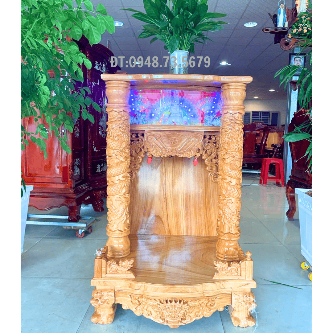 TRANG THỜ THẦN TÀI 68CM* 98CM GỖ GÕ ĐỎ - THG1