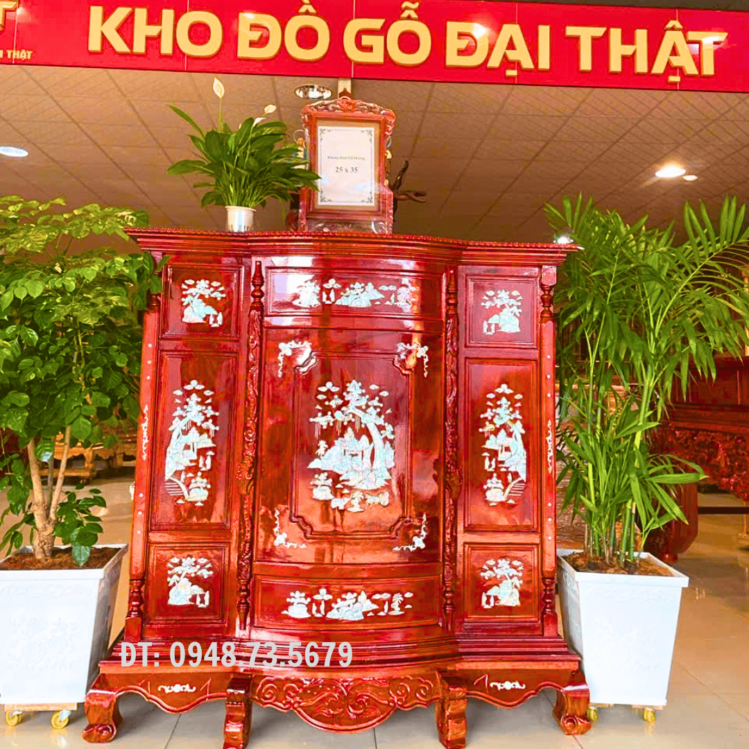TỦ THỜ 6 CHÂN CẨN  GỖ CĂM XE - TTC2
