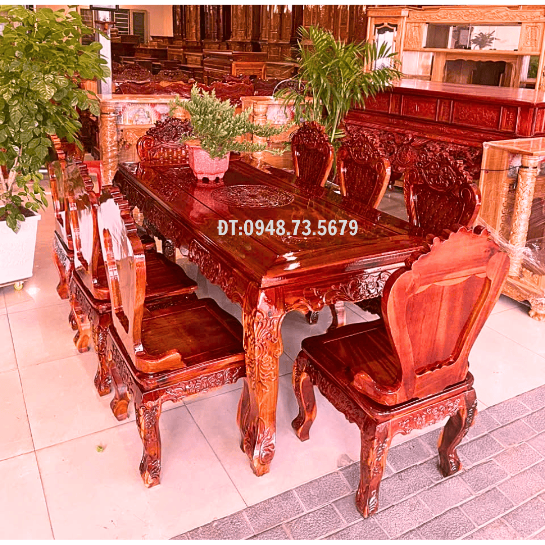 BỘ BÀN GHẾ PHÒNG ĂN 8 GHÊ NUIS GỖ TRÀM -BAT1
