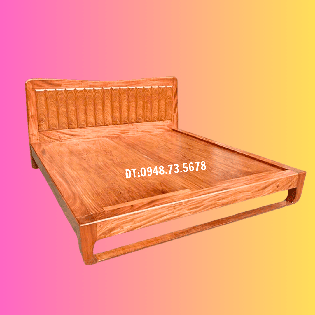 GIƯỜNG NGỦ 1M8 X 2M  CHÂN THUYỀN GỖ GÕ ĐỎ - GN11