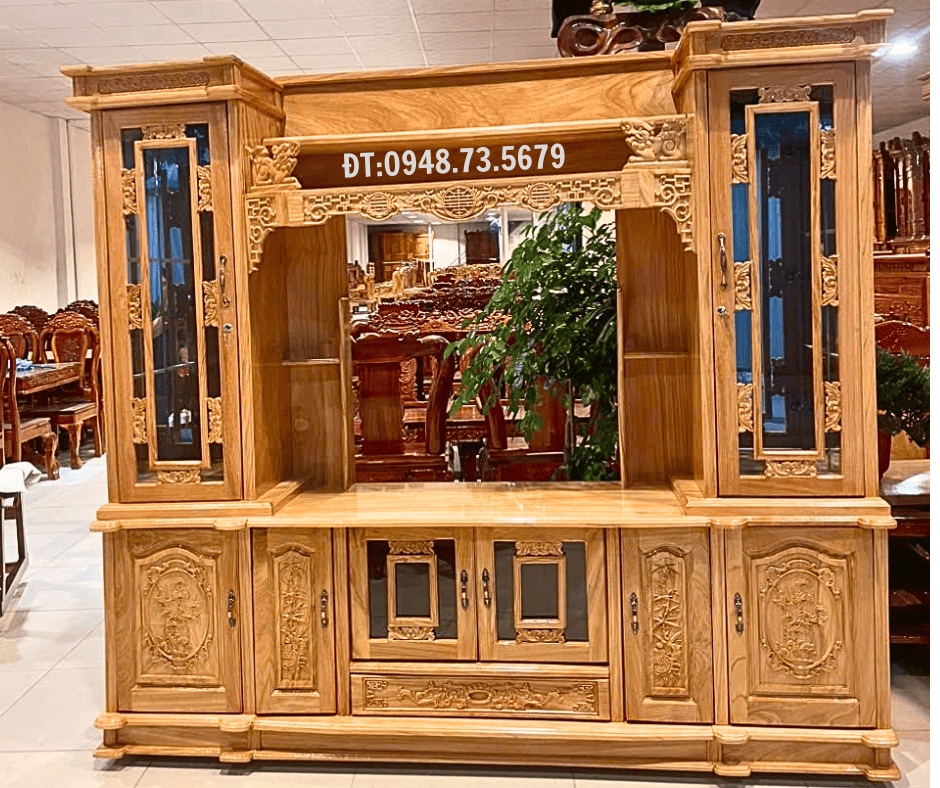 TỦ KỆ TIVI ĐA NĂNG 2M2 GỖ GÕ ĐỎ -  KTVG8