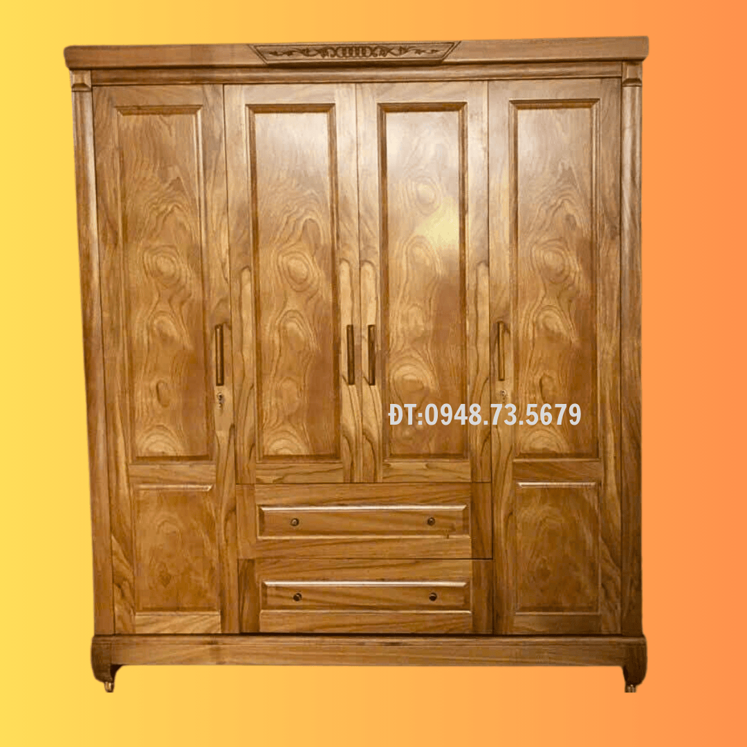 TỦ QUẦN ÁO PHÒNG NGỦ GỖ VERNIA GÕ ĐỎ 1M8 X 2M15 - TAH6