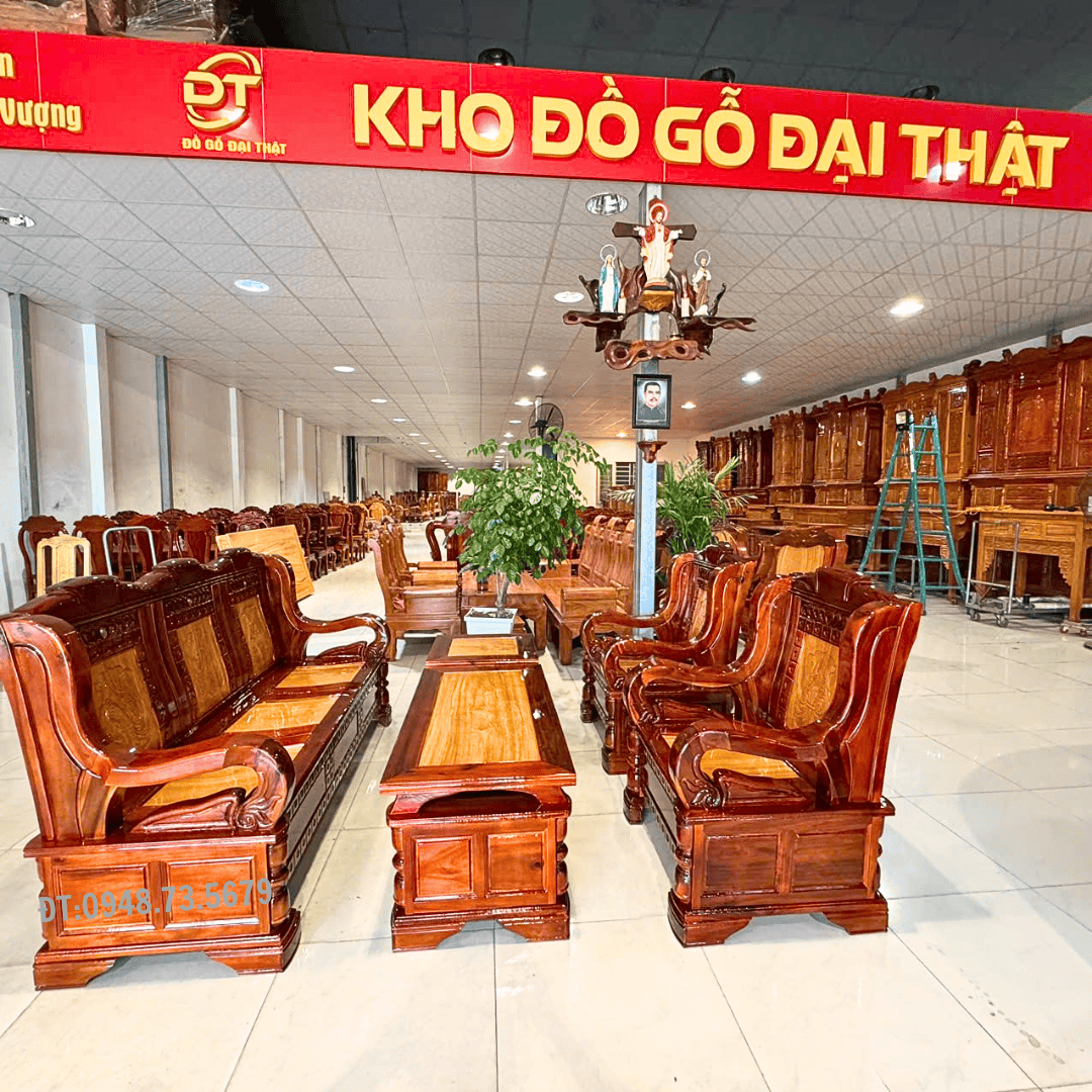 BỘ SOFA PHÒNG KHÁCH THÙNG MẮT NGỌC GỖ TRÀM GÕ - SFT1