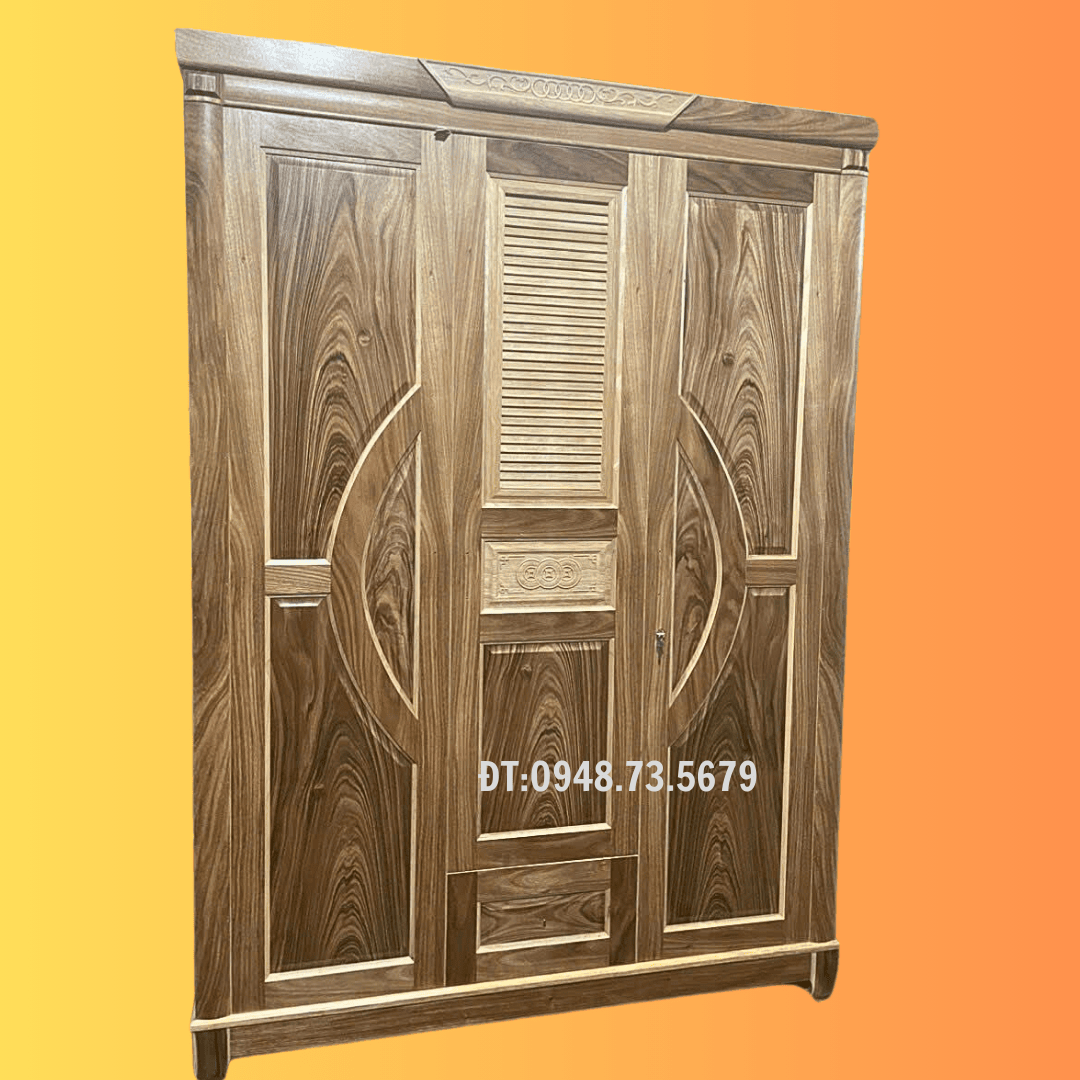 TỦ ÁO GỖ ĐẸP 1M6 X 2M15  GỖ VERNIA HƯƠNG XÁM - TAH3