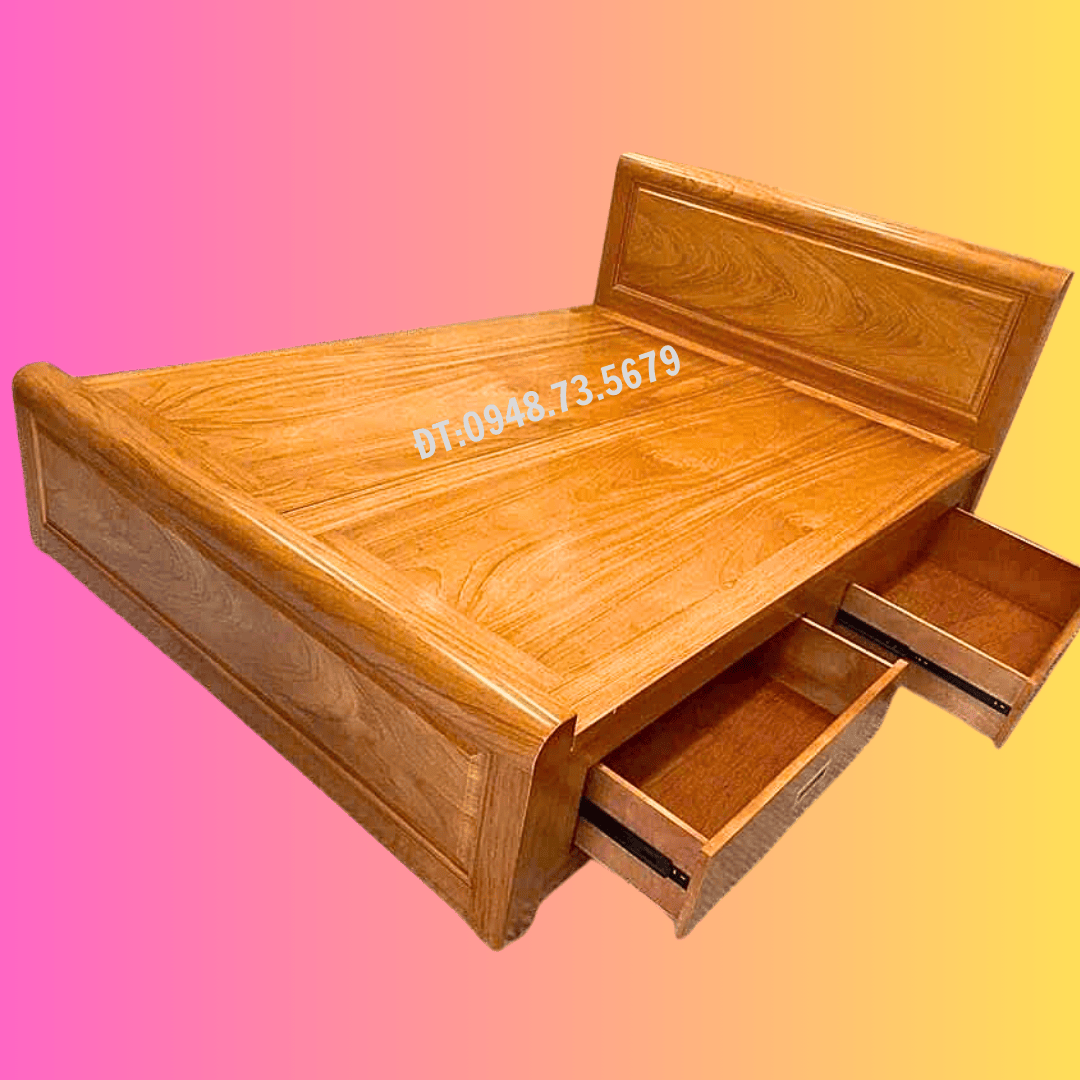 GIƯỜNG NGỦ ĐẸP 1M6 X2M GỖ GÕ ĐỎ - GNG2