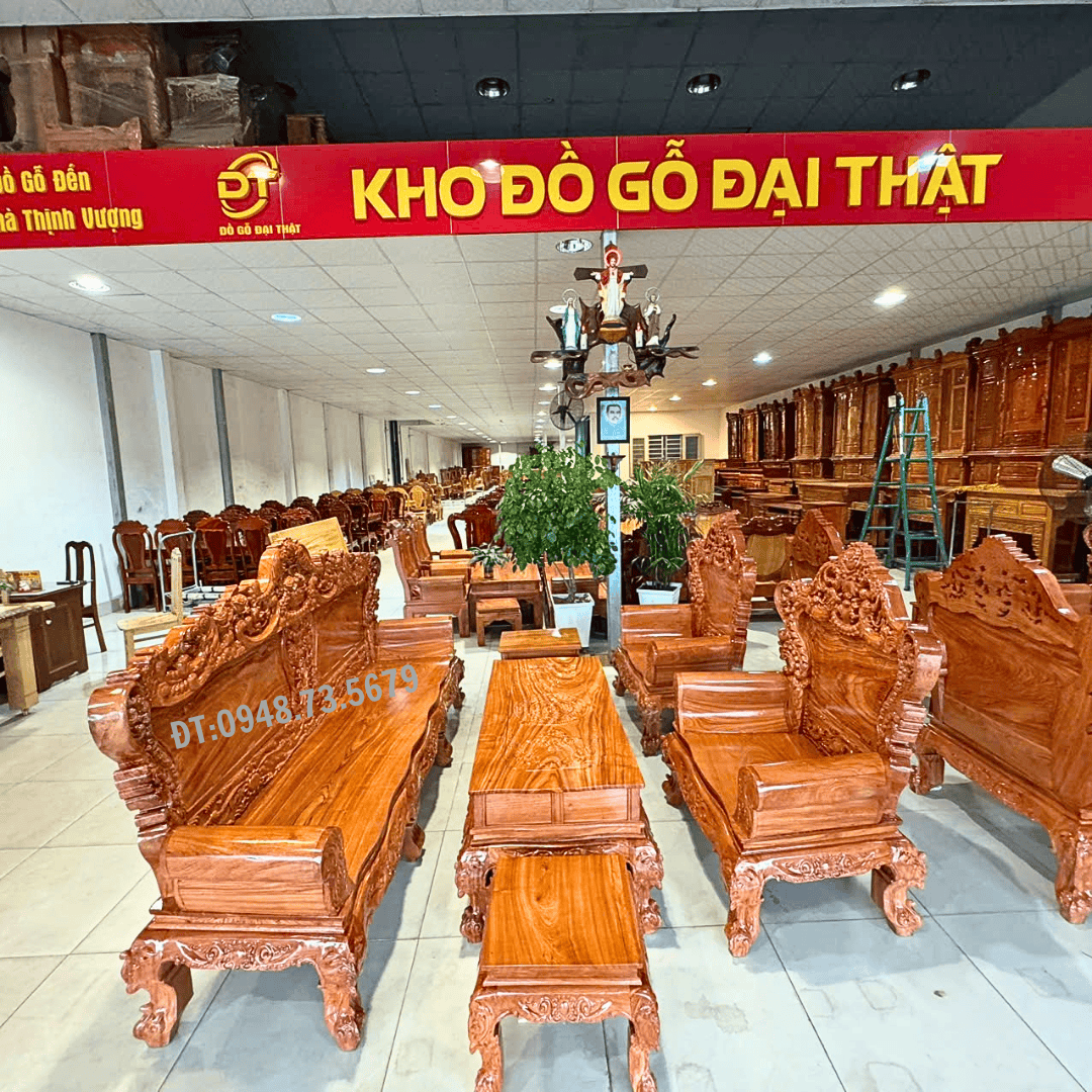 BỘ GHẾ PHÒNG KHÁCH SALON HOÀNG GIA GỖ HƯƠNG ĐÁ - SHL4