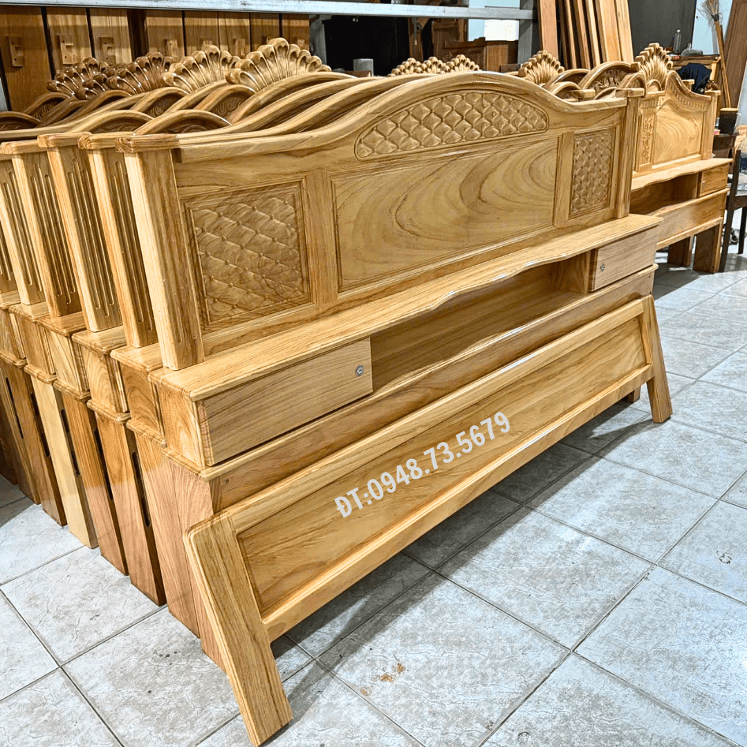 GIƯỜNG NGỦ MẪU SÒ GỖ GÕ ĐỎ 1M6 X 2M - GNG14 6 5 10