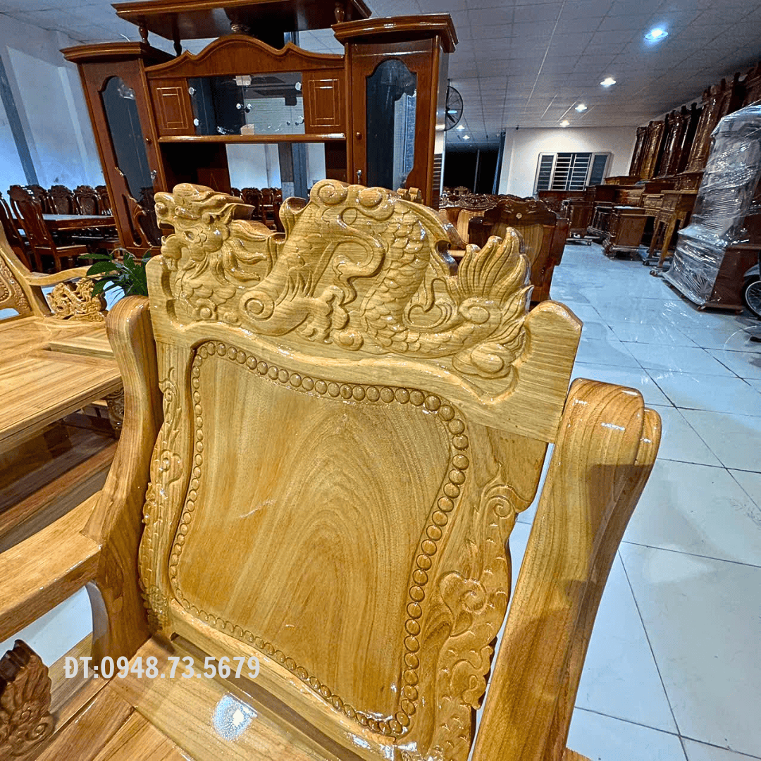 BỘ SALON PHÒNG KHÁCH THÙNG CHẠM RỒNG GỖ GÕ ĐỎ - SLG3 4 6 1
