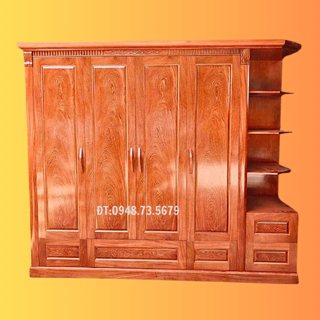 TỦ ÁO GỖ ĐẸP 2M X 2M15  GỖ VERNIA HƯƠNG ĐÁ - TAH9