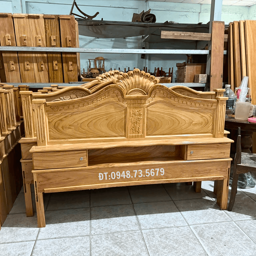 GIƯỜNG NGỦ MẪU SÒ GỖ GÕ ĐỎ 1M6 X 2M - GNG14 7 7 5