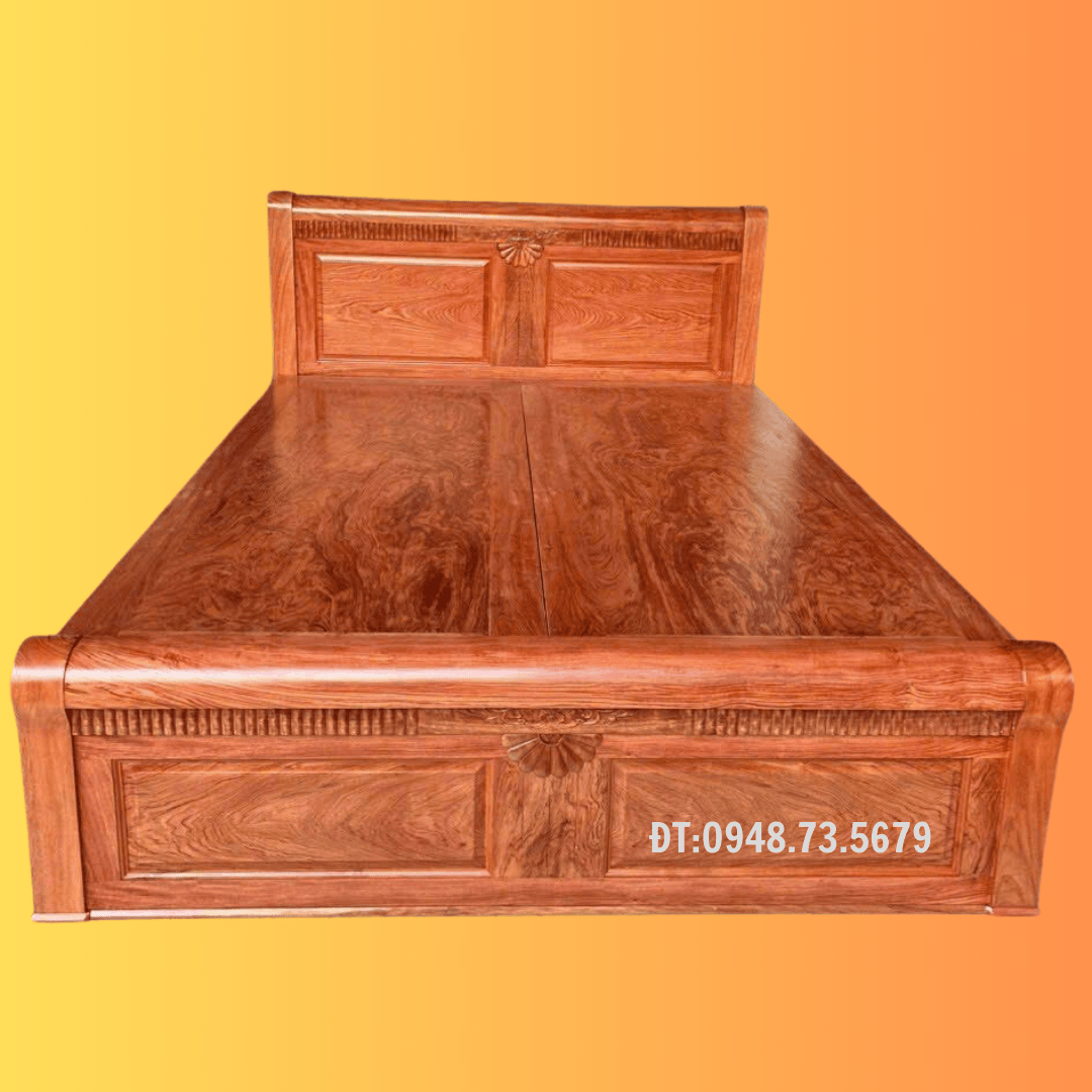 GIƯỜNG GỖ ĐẸP 1M6 X 2M GỖ HƯƠNG ĐÁ - GNH4