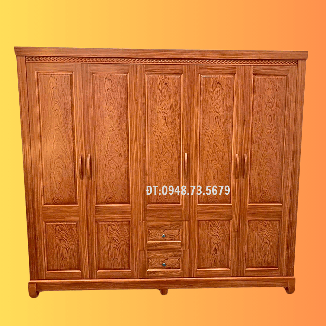 TỦ ÁO GỖ ĐẸP 2M X 2M15  GỖ VERNIA HƯƠNG ĐÁ - TAH9