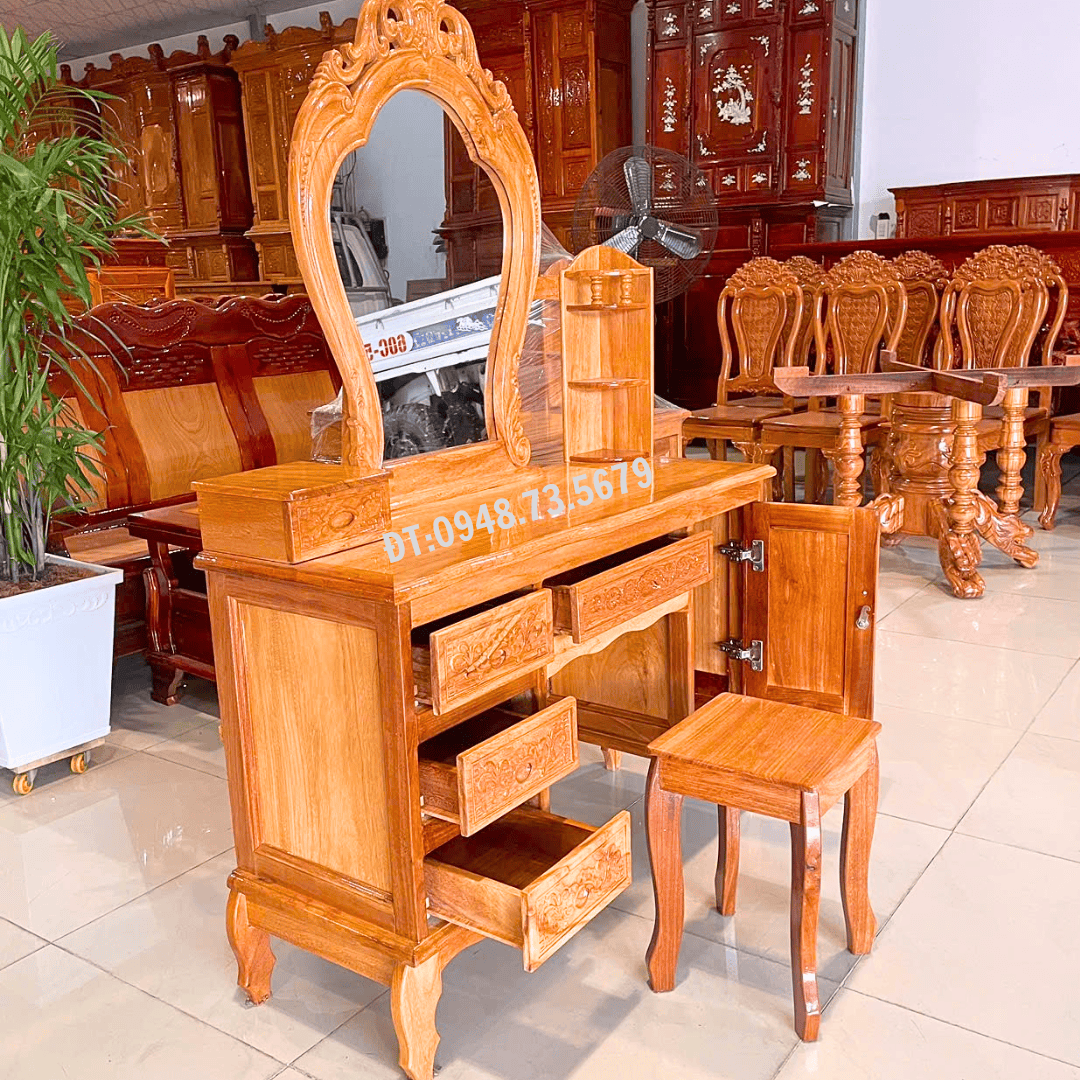 BÀN TRANG ĐIỂM 1M1 GỖ CĂM SE - BPC1 4 BPC2
