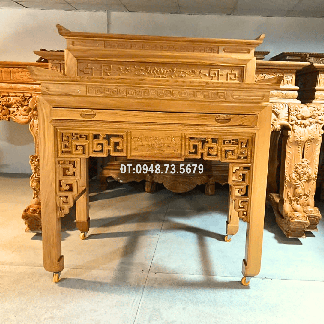 BÀN THỜ CÚNG GIA TIÊN GỖ GÕ ĐỎ - BCG5