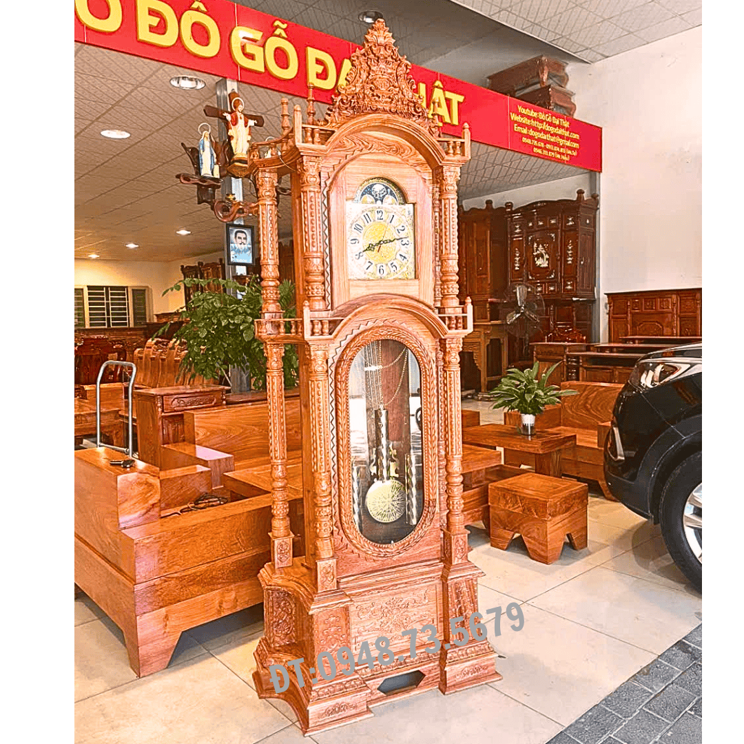ĐÔNG HỒ THÁP GỖ HƯƠNG ĐÁ - DHH1
