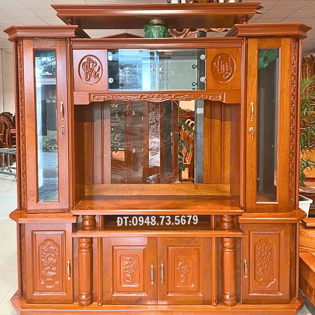 TỦ KỆ TIVI ĐA NĂNG GỖ XOAN PHỦ - KTVX6