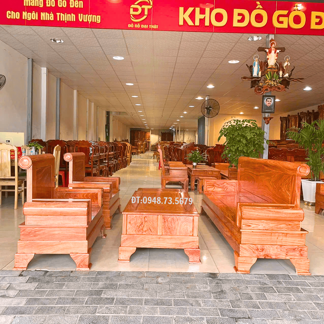 BỘ GHẾ SOFA PHÒNG KHÁCH MẪU PHÁO GỖ HƯƠNG ĐÁ - SPH6