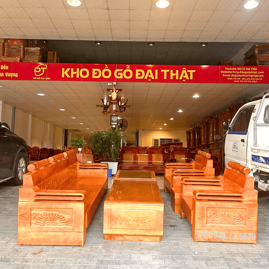BỘ GHẾ SOFA PHÒNG KHÁCH XÍCH ĐỐI GỖ SỒI - SFS1