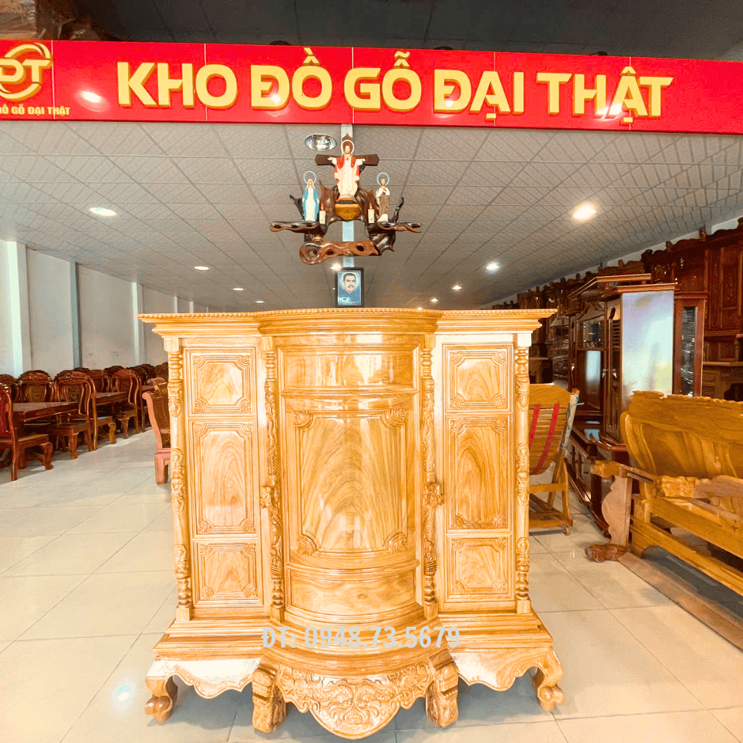 TỦ THỜ GIA TIÊN 1M6 TRƠN GỖ GÕ ĐỎ - TTG5