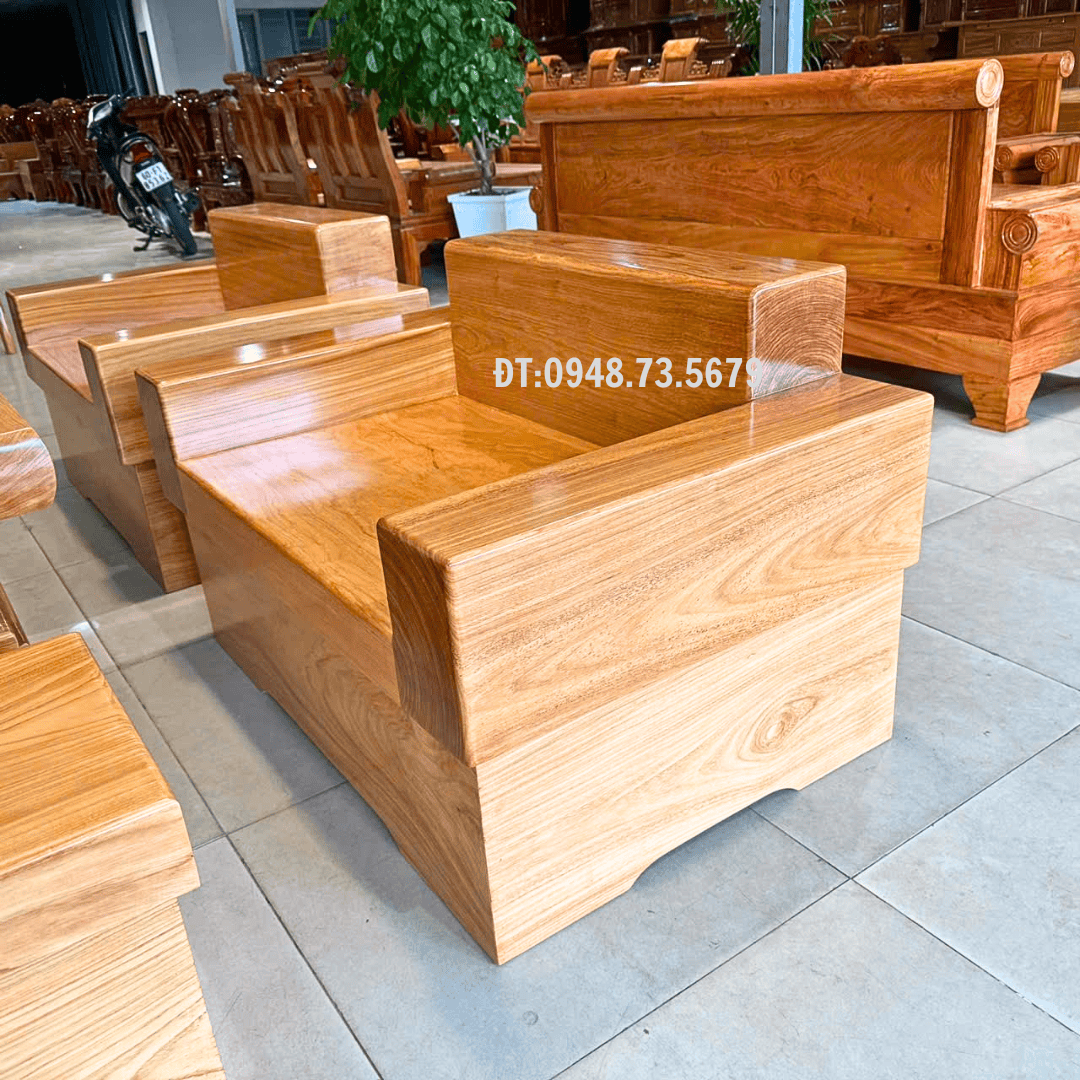 BỘ GHẾ SOFA PHÒNG KHÁCH MẪU ĐỐI GỖ GÕ ĐỎ DÀY 10CM - SFG8 9 S5